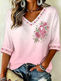 Women's Casual Floral Top for Breast Cancer
