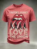 Men's Casual Retro Rock Music Crew Neck Short-Sleeve T-Shirt