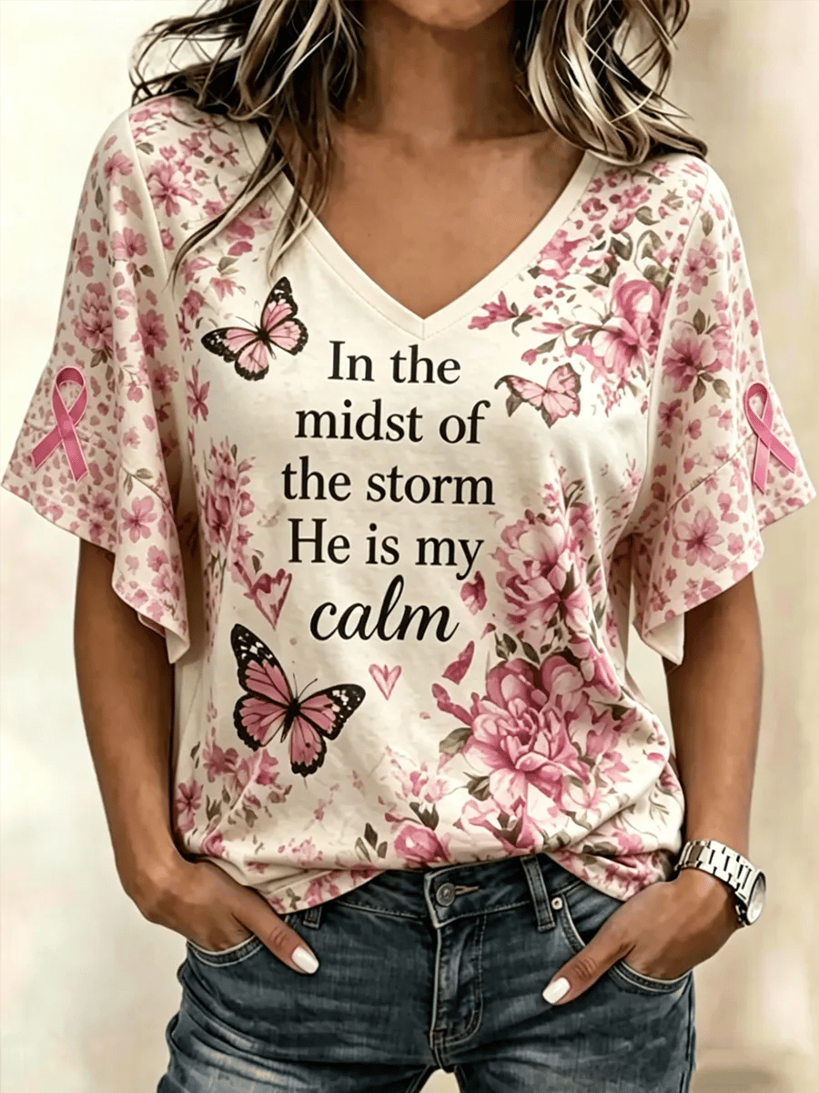 Women's Breast Health Awareness Print T-shirt