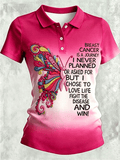 Women's Breast Cancer Awareness Printed Short-Sleeve Polo Shirt