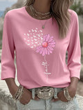 Women's Breast Cancer Faith Printed T-Shirt