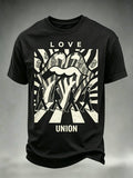 Men's Casual Retro Rock Music Crew Neck Short-Sleeve T-Shirt