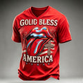 Men's British Rock Band Print Casual T-Shirt（God Bless America ）