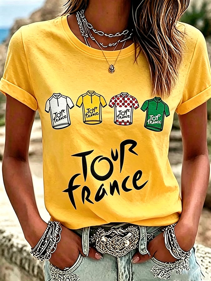 Women's Tour France Print Casual T-Shirt