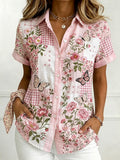 Women's Breast Cancer Awareness Pink Floral Art Print Shirt