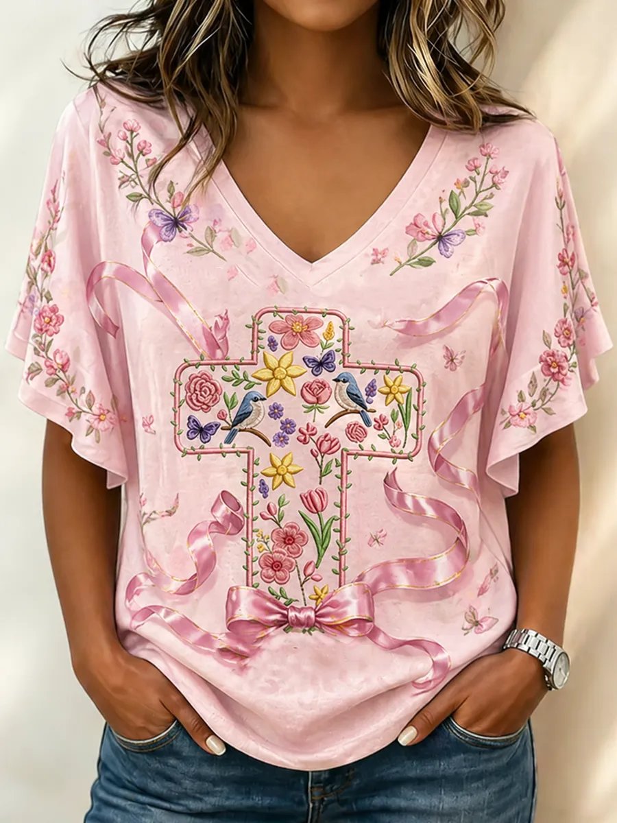 Women's Breast Health Awareness Print T-shirt