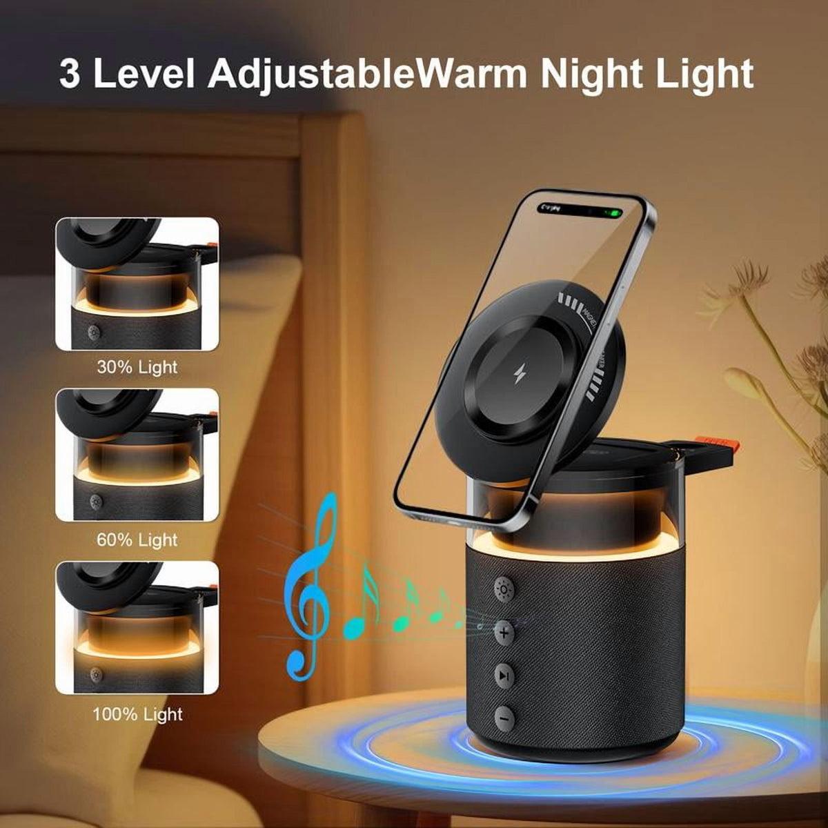 5-in-1 Wireless Charging Station with Bluetooth Speaker & Night Light
