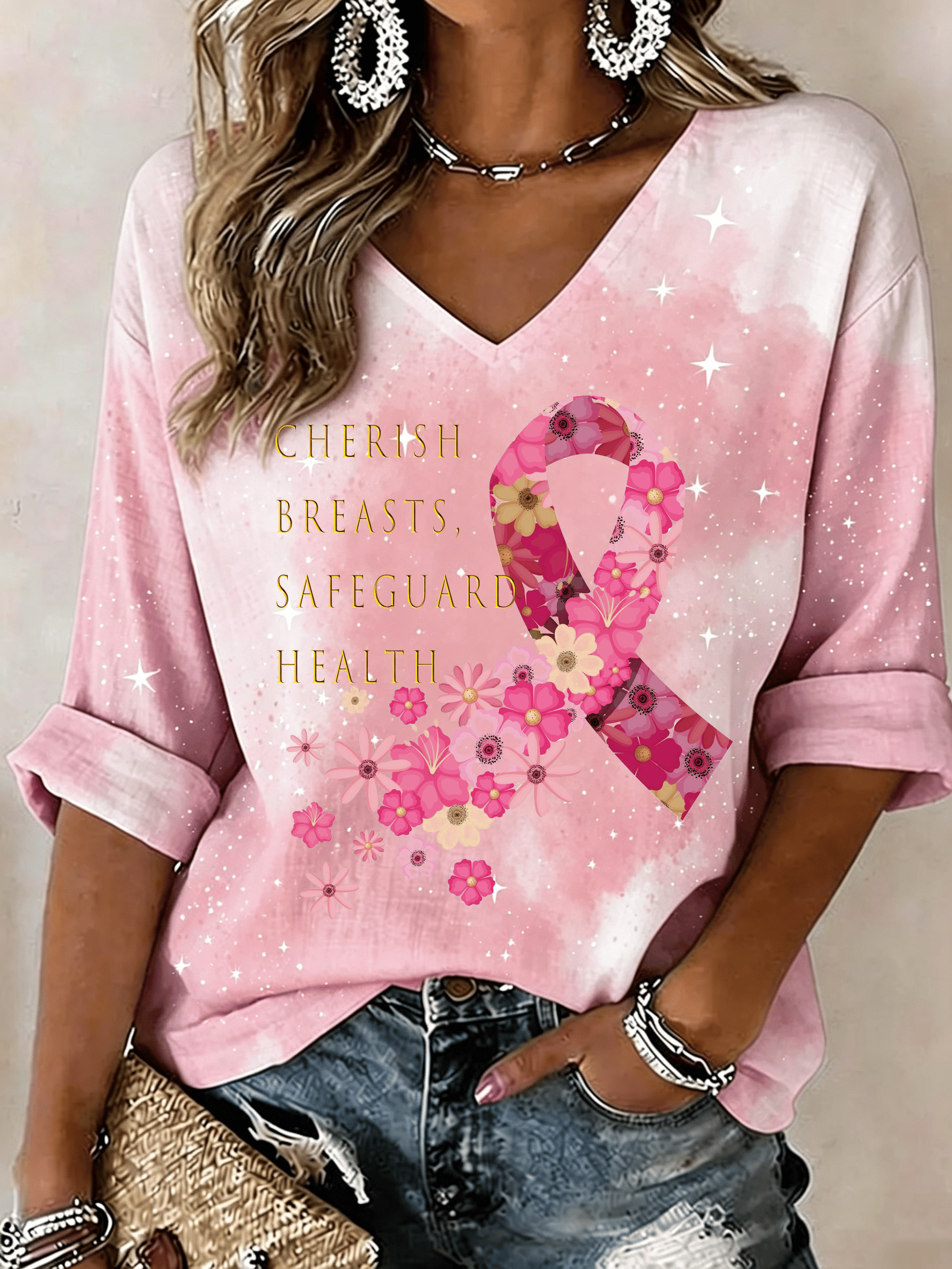 Women's Breast Cancer Print Shirt