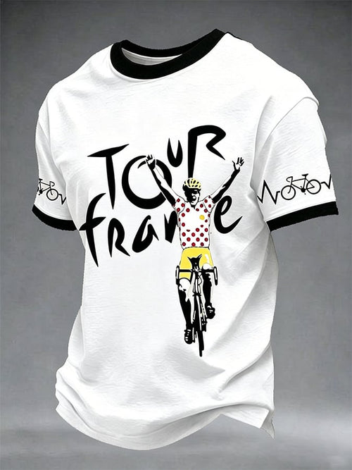 Men's Tour France Print Casual T-Shirt