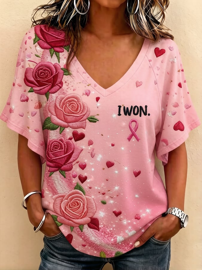 Women's Breast Cancer Awareness Printed T-Shirt
