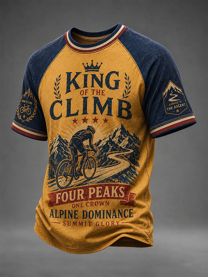 T-shirt décontracté pour homme à manches courtes et col rond, avec motif Tour de France