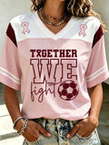 Women's Pink Printed V-Neck Top