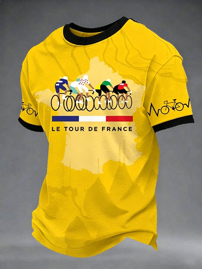 Men's Tour de France Print Casual T-Shirt