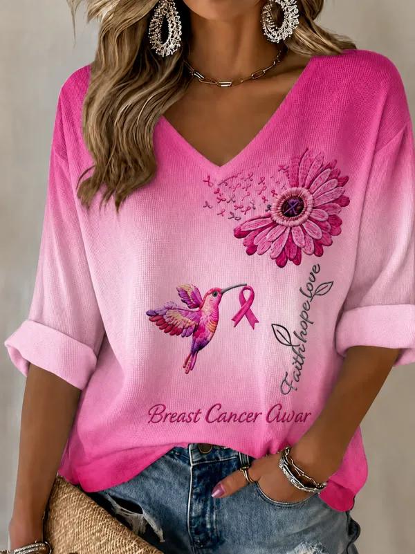 Women's Breast Health Awareness Print T-shirt