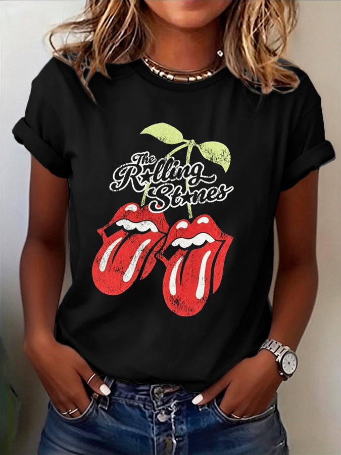 Women's Band-Print Casual T-Shirt