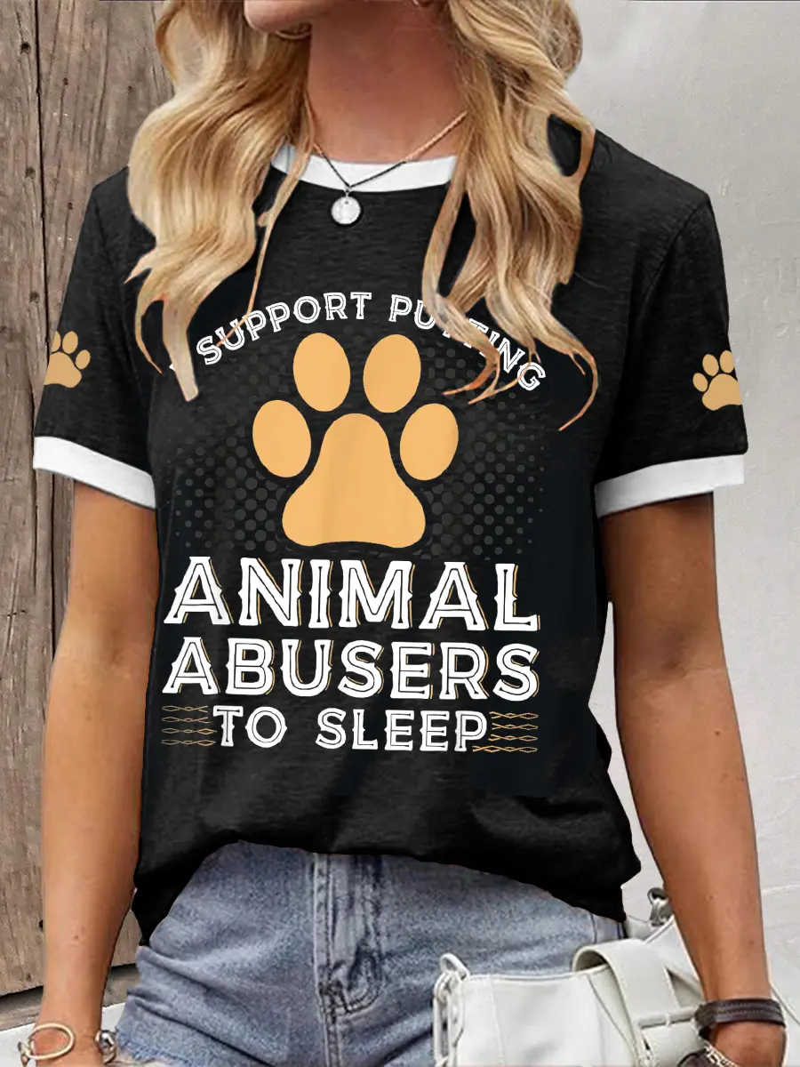 Women's I support putting animal abuserw to sleep casual T-shirts