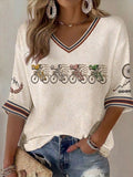 Women's Skeleton Bicycle Waffle T-shirt