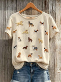 Women's Dog Lover Lovely Dogs Pattern Print short-sleeved T-shirt