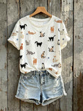 Women's Lovely Cats Print Short-sleeved T-shirt
