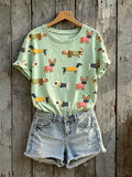 Women's Cute Dogs Print Short-sleeved T-shirt